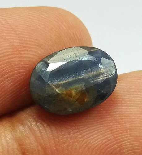 7,45 quilates corte ovalado natural zafiro azul dorado sin calefacción Madagascar buena calidad - Imagen 3 de 8