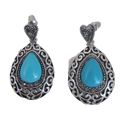 Diamond Necklace Peacock Blue Earrings Teal Blue Jewellery