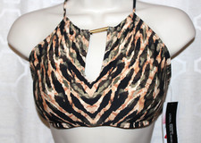 Carmen Marc Valvo Palm Green Animal Print Bikini Top Size M NEW