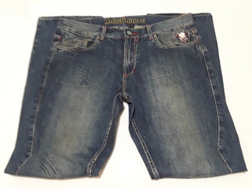 Inkslingers 36 x 34 5 Pocket Gitarre, Totenkopf Grafik Distressed Jeans - Bild 5 von 6