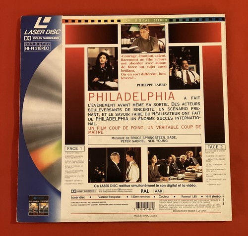 PHILADELPHIA 1995 PAL VERSION FRANÇAISE BON ÉTAT LASER DISC LASERDISC FILM - Photo 4/8