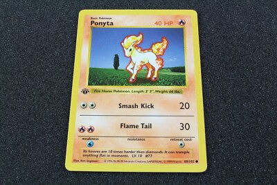 Pokemon Base 1. Edition Shadowless Ponyta 60/102 EX-NM