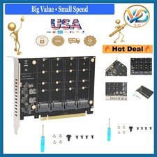 4-Port M.2 PCIe NVMe Adapter Card for PCIE X16 Slot, Supports RAID  Split Fu...