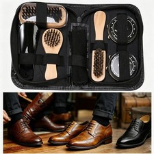 Shoe Shine Care Kit 3 Brushes Cleaner Polish For Leather Boots Cleaning Set