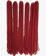 144PCS Mardi Gras Beads, Red Mardi Gras Beads Bulk, 33'' 7mm Mardi Gras Beads