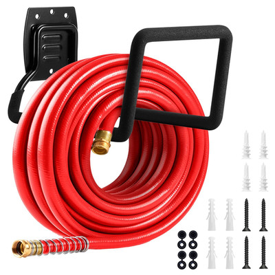 Qmsk Garden Hose Holder Metal Wall Mounted Water Hose Reel For Outside Durable
