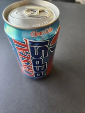 Original Crystal Pepsi Can Sealed Unopened Still Has less than 5% Liquid 1990's 