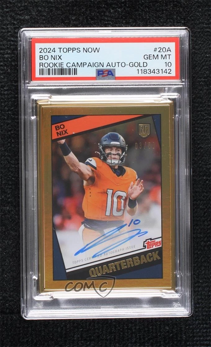 Bo Nix Topps Now Rookie Campaign Autographs #20A Gold