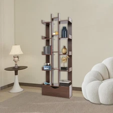 Bookcase, 15-Compartment Bookcase with Cabinet, Floor Standing Bookcase