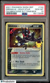 2021 POKEMON SWSH BSP #144 GRENINJA GOLD STAR CELEBRATIONS ETB PSA 10