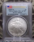 2008 "W" American SILVER Eagle *Reverse of 2007* $1 PCGS MS69 #971 FS ECC&C, Inc