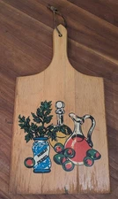 VTG Wood Cutting Board Oil Vinegar Parsley Kitchen Farmhouse Country Decor Nevco