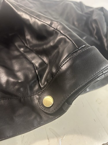 Cole Haan Women's Black Faux Leather Moto Jacket Size M - Zip Button - Picture 11 of 11
