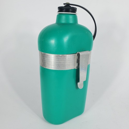 VTG Green Oasis Kwencher 1 Quart Canteen Belt Clip Water Bottle Lid w Strap Camp - Picture 5 of 9