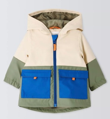 John Lewis Baby Jungen Farbblock Regen Mac Alter 9-12 & 18-24 Monate *Neu mit Etikett*