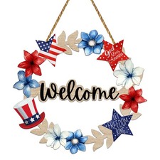 4th of July Decorations Patriotic Decorations Patriotic Wreath Welcome Sign Wood