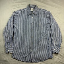 Lacoste Blue Stripe Button Down Long Sleeve Shirt Men's 40 Classic Fit Preppy