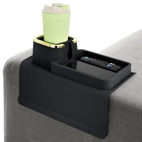 Couch Cup Holder Tray & Coffee Cup - Silicone Sofa Cup Holder Couch Arm Rest ...