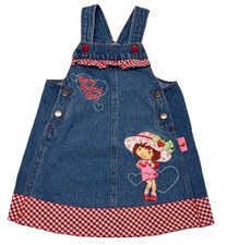 VTG Y2K Strawberry Shortcake Denim Overalls Dress 3T  Berry Special Girl  