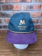 Vintage Mycogen Seeds Logo USA Made Swingster SnapBack Hat Green/Purple Farm Ag