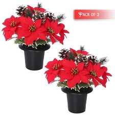 Grave Flower Christmas Pot Memorial Arrangement Artificial Flower Cemetery Décor