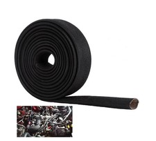 High Temp Black Auto Heat Sleeve Fiberglass Adjustable Heat Shield Black Colo...