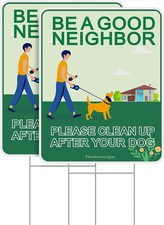 Clean up after Your Dog Sign,2-Pack 14  X10  No Poop Signs for Lawn, Yard Sign wi