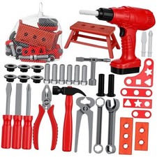 42 Pcs Kids Tool Set with Toy Drill Toddler Toy Tools Set with Tool Bag, Chair