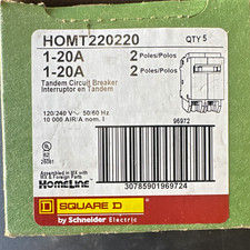 Square D HOMT220220 Homeline Tandem Breaker 20A 2-Pole 120/240V Pack of 5