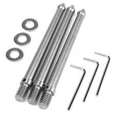 3 Pcs 3/8 Inch Thread Stainless Steel Camera Accessories Tripod Ground Spike ...