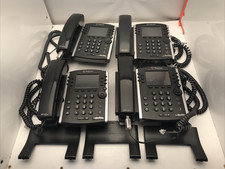 LOT of 4 Polycom VVX 400 IP Office Business Media Phones w/Handset, Cord Stand