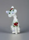 Fenton Alley Cat Mother of Pearl “Rosso” Poinsettia #110/150 Signed CA Hall 2008
