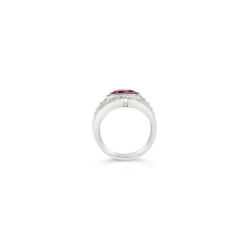 Anillo de cóctel LeVian de oro blanco de 18 quilates con zafiro amarillo rosa y diamante redondo Foto 4 de 4