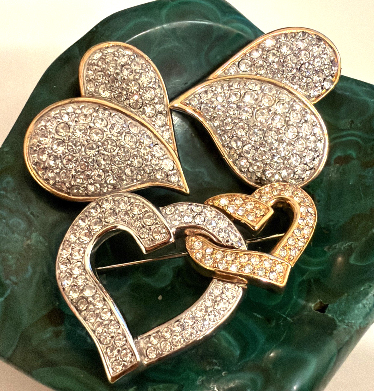 Swarovski Hallmarked Interlocking Pave Brooch & H… - image 1