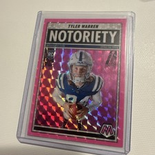 2025 Panini Mosaic Tyler Warren Rookie Notoriety Pink Fluorescent SP #25 RC