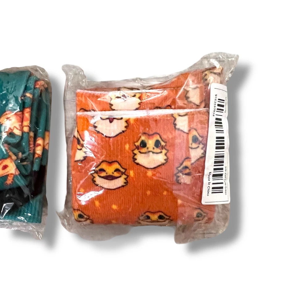 Nuevo en caja Lote 2 Calcetines Dragón Barbudo Naranja Verde Lagarto Patrón Barba Foto 4 de 4