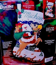 Bucilla "SANTA'S COMING TO TOWN" Felt Christmas Stocking Kit RARE Sterilized