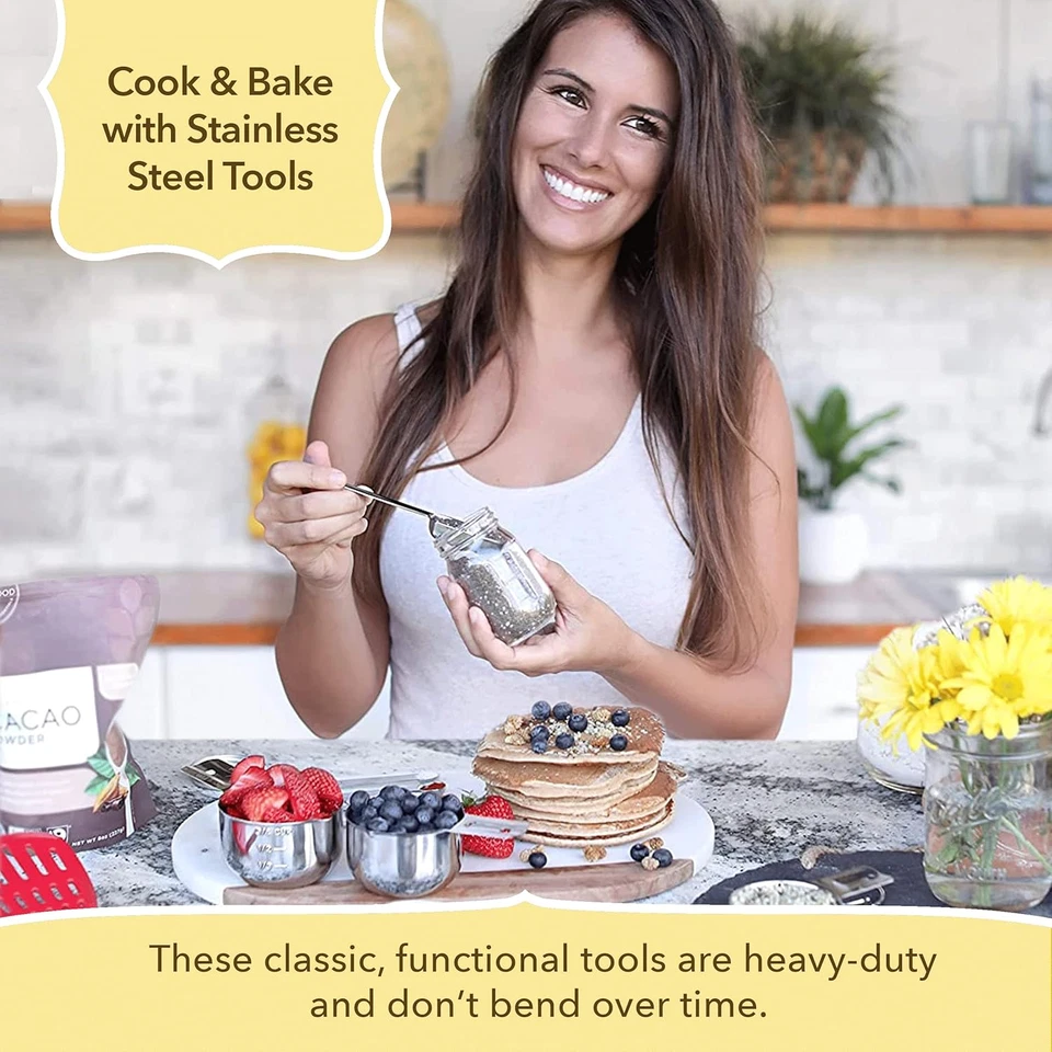 Measuring Cups & Spoons Set, Stainless Steel, Kitchen Gadgets, Stackable Design - Image 3 of 4