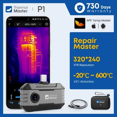 THERMAL MASTER Wärmebildkamera P1 - iOS/Android, 320*240 USB-C Thermobildkamera 25Hz,600℃,15x