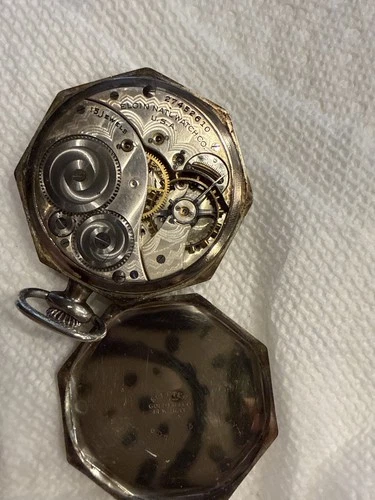 ELGIN WATCH CO. NOT RUNNING Elgin Antique Pocket Watch Octagon 15 Jewels