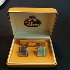 Engrave-Ready 1/20 12K Gold Filled Vintage SWANK Cuff Links/Tie Clasp Set In Box