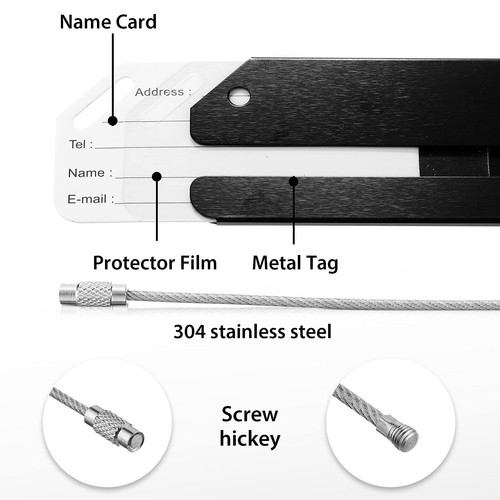 12 Pieces Luggage Tags Business Card Holder Aluminum Metal Travel ID Bag Tag ... - Picture 2 of 7