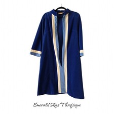 Vintage Vanity Fair 14 Blue Velour House Coat Zipper Robe Pockets free ship