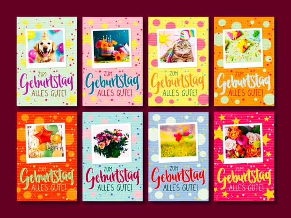 Geburtstagskarten GlüCkwunschkarten Geburtstag Birthday Bunt Umschlag 100Er Set-image