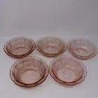Jeannette Pink Depression Glass Cherry Blossom CEREAL BOWLS - Set Of 5- Vintage