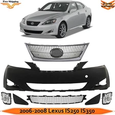 Front Bumper Cover Primed & Grille Assembly Kit For 2006-2008 Lexus IS250 IS350