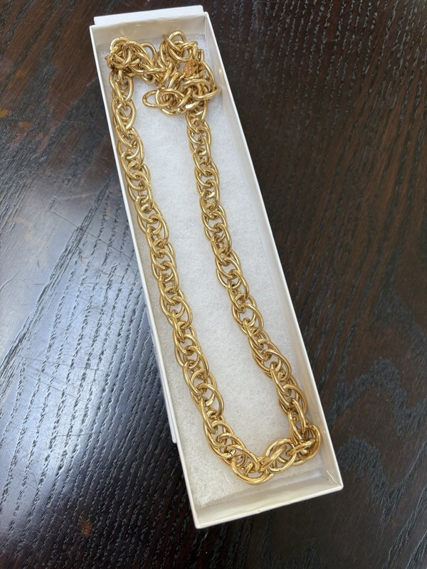 Vintage 80s TRIFARI Chunky Gold Tone Chain Necklace Heavy Multiple Links 24.5”