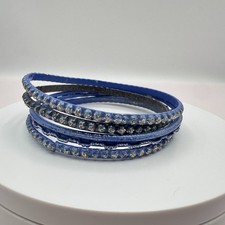 Vintage 90s Blue Glitter Bangles Set Boho Fashion Women's Costume Jewelry