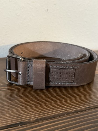 All Saints Herren Braun Eckig Metallschnalle Ledergürtel Größe 32 Rohleder
