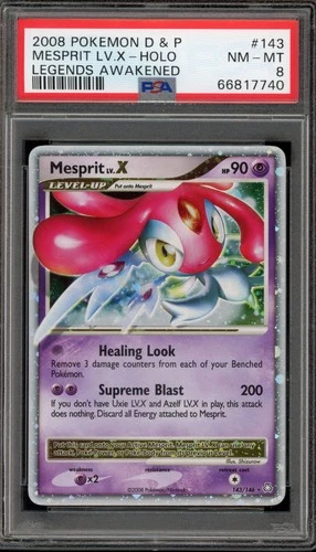 Pokemon Mesprit Lv.X Legends Awakened Holo Ultra Rare #143 PSA 8